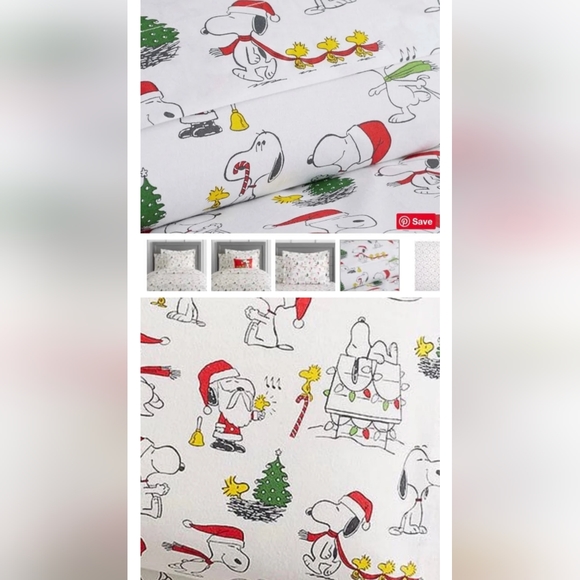 Pottery Barn Kids Peanuts Christmas Organic Sheet Set Twin - Picture 3 of 8